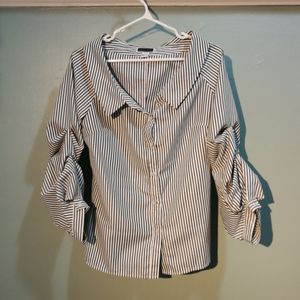 Grey and white stripe blouse